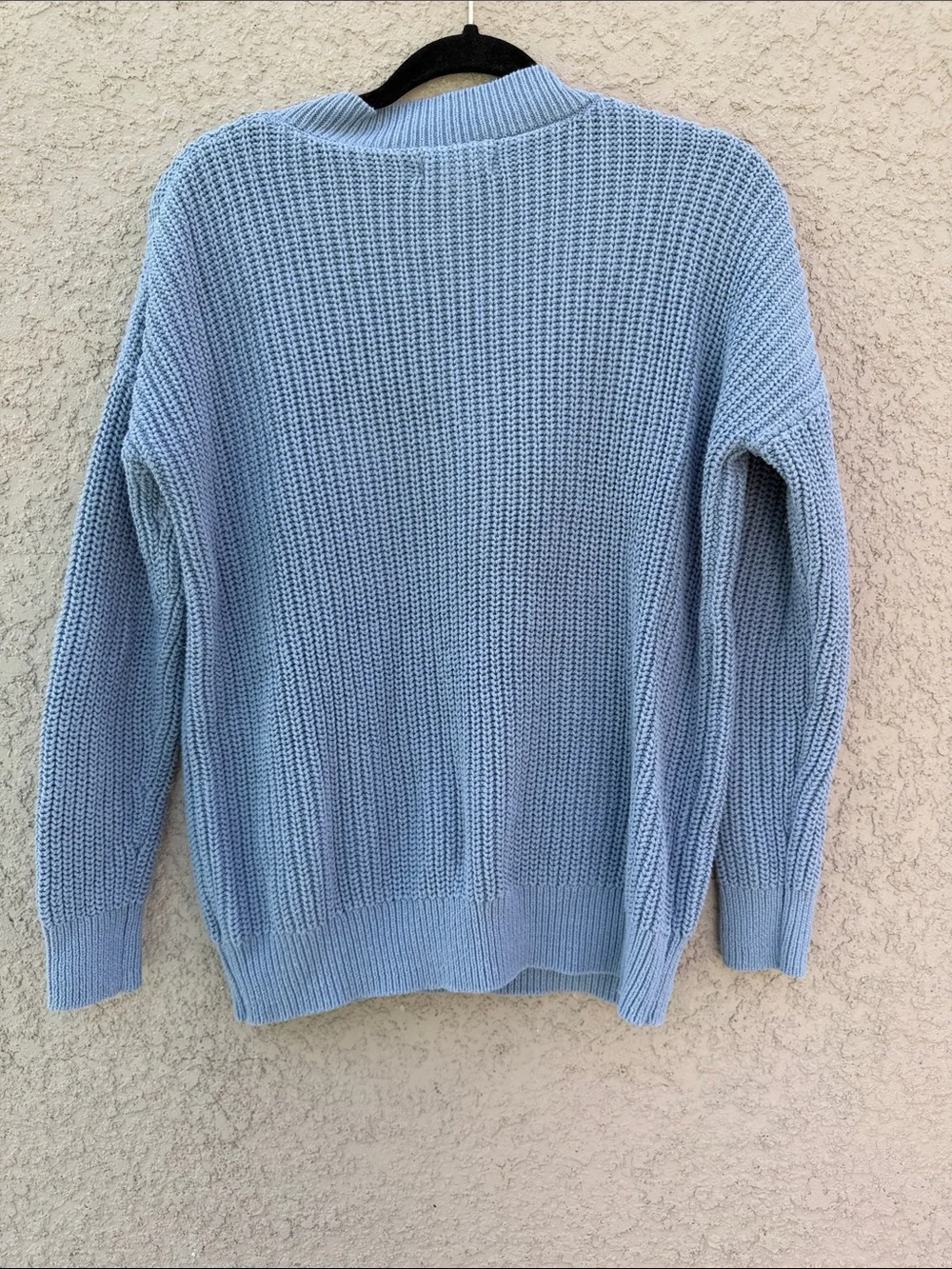 Aeropostale Dusty Blue V-Neck Chunky Knit Sweater